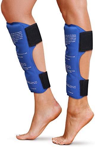 Shin Splint Ice Packs, HSA and FSA Eligible Reusable Hot and Cold Therapy Wrap | Leg or Calf Pain Relief | Advanced Soft Gel Technology | Freezable and Microwavable | Running Injuries & Recovery
