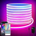 32.8ft LED neon Lights with Remote APP Control IP65 Waterproof Flexible Neon Strip Lights 24V RGB Rope Lights for Bedroom Room Outdoors Dcor