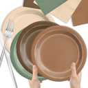 CMUSKO Woodland Baby Shower Decorations - 150pcs Brown Sage Green Forest Animal Theme Plates & Napkins Kit Serves 50- Safari Party Supplies for Birthday, Baby Shower Neutral