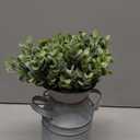 Winlyn Farmhouse Galvanized Metal Milk Can with Artificial Eucalyptus Greenery Arrangement Fake Plants Farmhouse Centerpieces 11.8" Tall for Rustic Country Wedding Home Table Tiered Tray Shelf Dcor