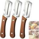 3PCS Multifunctional Vegetable Peeler, 3 in 1 kitchen gadgets, With wooden handle & bottle opener and grater, for potatoes garlic sugarcane carrots and other vegetables or fruits