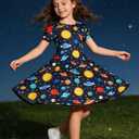 RAISEVERN Little Girls Dress Short Sleeve Casual Kids Summer Sundress for 2-9 Years (4-5T, Universe 1)