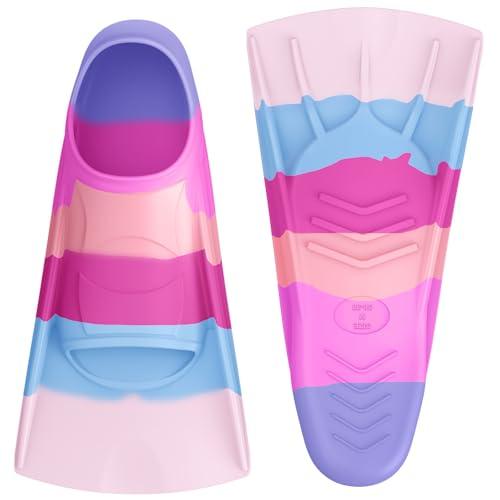Gintenco Swim Fins, Kids Swim Training Fins for Lap Swimming, Travel Size Flippers with Mesh Bag, Silicone Swimming Fins for Kids Teens Adults Women Men (CH08, M(US Men 4-5.5/US Women 5.5-7))