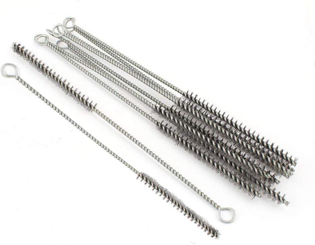YXQ 10mm Tube Brush Stainless Steel Wire Bottle 11.4 inch Long-Handle Stiff Bristle Cleaning 12pcs