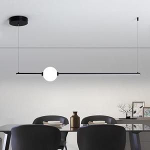 40" LED Linear Pendant Light, Dimmable Led Light Fixture,5w Linear Dinning Room Light, Kitchen Island Lights for Kitchen Island Dining Room Pool Table and Office Black 6000K