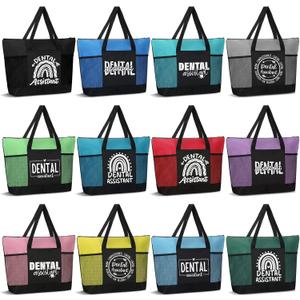 Gilprop 12 Pcs CNA Week Gift Dental Assistant Tote Bags Nursing Party Decorations Large Hygiene Bags with Pocket for Women Graduation Coworkers