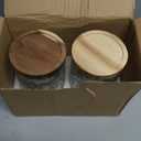 24 OZ Airtight Glass Storage Jar with Bamboo Lid - Vintage Glass Jar Vintage Food Containers Canisters Set for Kitchen Counter & Pantry - Ideal for Sugar, Flour, Coffee, Tea, Candy, Oats -2 Pack ((24oz)Sunflower+Begonia)