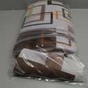 Geometric Brown Shower Curtain Set with Toilet Lid Cover and Non-Slip Rugs, Abstract Square 4 Pcs Shower Curtain for Bathroom, Modern Simple Line Bathroom Decor