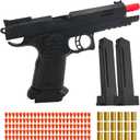 Soft Bullet Toy Gun with Shell Ejecting,Fidget Toy Gun with 120 Soft Bullets, 18 Shells and 2 Magazines