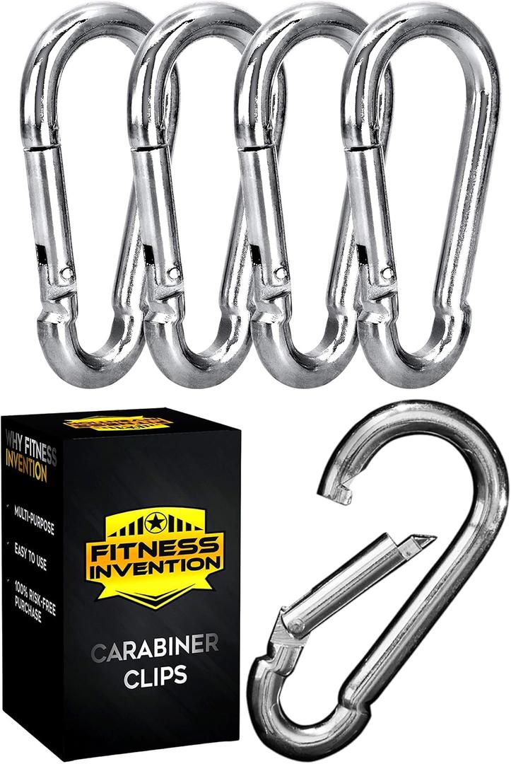 Carabiner Clip 5 Pack - Multipurpose Heavy Duty Snap Hooks - Small and Large Clips for Keys - Carabiner Hook (Gray)
