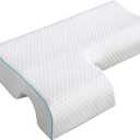 Couples Merging Pillow for Side Sleepers with Arm Opening Memory Foam for Home Use, Blue Edged Right