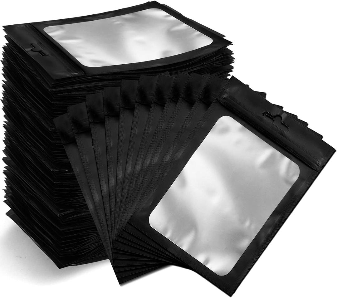 Resealable Bags for Food Storage 350 Pieces Reusable Bags with Clear Window (46Inch Black) Edible Sealable Packaging Bags for Small Business Christmas
