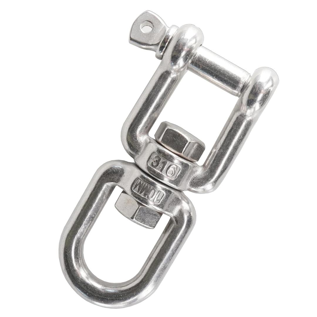 316 Stainless Steel 3/8"(M10) Eye x Jaw Swivel Anchor Swivel Clevis Double Shackle,1PCS