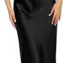 Yulaviniee Women's Summer 2026 Strapless Stain Tube Maxi Dress Wedding Guest Cocktail Party Long Dresses Black, Medium