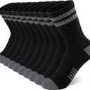 Comfoex 10 Pairs Boys Crew Long Athletic Socks for 4-6 6-8 8-10 Years Old Kids Calf Sports Half Cushioned (10-12 Yrs Old)