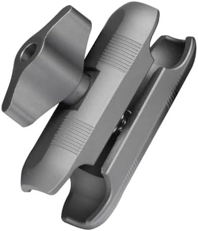 FANAUE 20mm Ball Head Double Socket Arm for Motorcycle Phone Mount, Universal for 20mm Ball Head Adapter, with 1/4'' Screw for GoPro and Action Cameras, Black