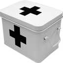 Lassos Boutique Retro Enameled First Aid Box for Medicine Storage and Home Decor with Lid and Removable Tray (White/Black)