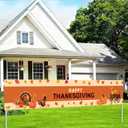 Thanksgiving Banner Happy Thanksgiving Backdrop Turkey Pumpkins Autumn Leaves 118x20 inches Fall Harvest Decor Party Supplies Welcome Yard Sign Banner Fall Holiday Photo Backdrop