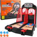 Desktop Basketball Shooting Arcade Game with 6 Balls (3 Orange/3 Blue) Plastic Tabletop Baskball Toy for Kids and Adults Shot Creator 1 to 2 Players Mini Catapult Board Game Indoor Sports Activity