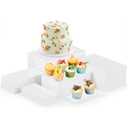 Leinuosen 6 Pcs Large Buffet Risers, 7 to 12 Inch Catering Dessert Table Risers Food Decorative Stands with hollow bottom for Catering Supplies, Party(White, Rectangle)