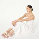 The Drop Women's Avona Two Strap Slide Sandals (6.5, Cream)