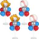 4 Sets Baseball Party Balloons Stand Kit with Baseball Glove Foil Balloons Sport Themed Party Ball Balloon Centerpiece for Tables for Game Sports Birthday Baby Shower Decoration