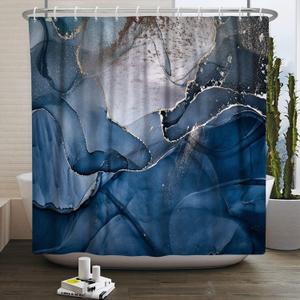 Baocicco Navy Blue Marble Shower Curtain Gold Line Cracks Drape Modern Abstract Luxury Texture Curtains Decorative for Bathroom Waterproof Fabric with Hooks 72x84 Inches Navy Blue a