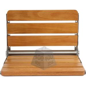 Folding Shower Seat Teak, Folding Shower Seat Wall Mounted, Foldable Shower Chair for Home Care, 450 lbs Capacity (Stainless Steel, 13'' D x 17'' W x 10'' H) 