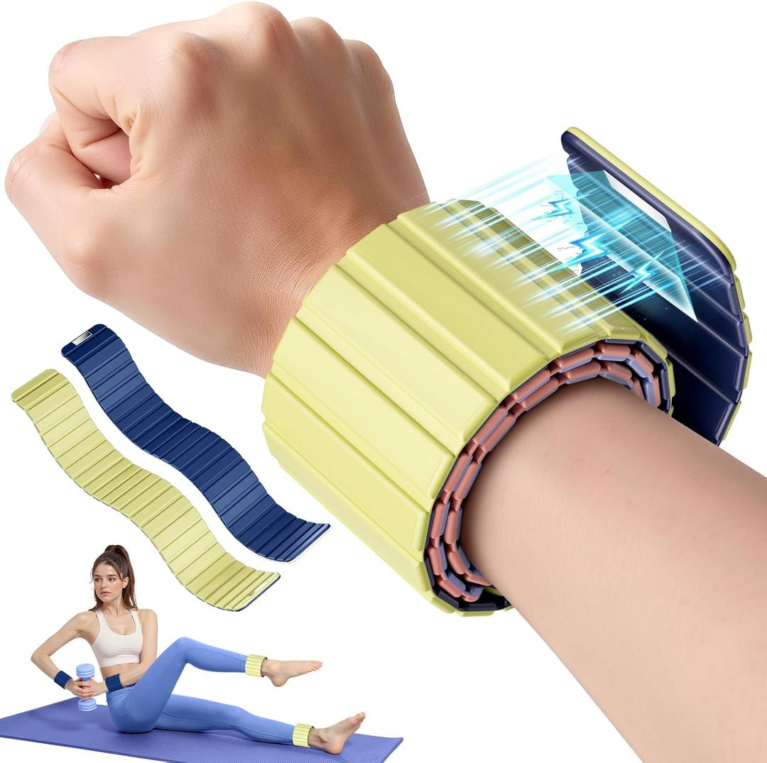 2025 Upgraded Magnetic Ankle Weights for Women, Wrist Weights,Silicone (Waterproof), Non-Slip, Easy Wear, Adjustable (Men & Women), Ideal for Jogging/Yoga/Pilates & More, Great Gift.2 Pack (1.1 lb x 2 (2.2 LB Pair), Blue and yellow)