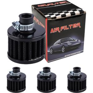 4PCS 12mm Black Air Filter Breather Filter Car Accessory with Cold Air Intake Filter Breather Turbo Vent Air Intake Filter Cleaner for Car and Motorcycle DD010