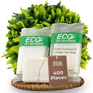 ECO amenities Travel Size Bar Soap - 100 PACK, 0.5 oz Mini Soap Bars, Hotel Soap Bars, Travel Size Toiletries - Individually Wrapped Bulk Soap Bar, Small Hotel Soaps for BNBs, VRBO, Inns and Hotels