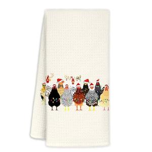 Jvpke Christmas Chicken Kitchen Towels, Xmas Hand Towels for Bathroom Kitchen, Decor for Bathroom Kitchen, Gifts for Chicken Lover Women Men Kids, 16x24 in