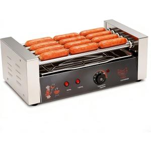 16 Capacity Commercial Hot Dog Roller Machine with 5 Stainless Steel Rollers 750W for Concession Stands, Food Trucks, Party Catering