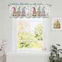 Easter Gnomes Curtain Valances for Windows, Spring Floral Window Valances, Easter Eggs Bunny Window Treatment Rod Pocket Valance Curtains for Living Room/Kitchen/Bedroom/Bathroom, 54x18in, Plaid Blue