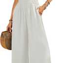 LOOKBOHO Jumpsuits for Women Dressy Casual Short Sleeve Pants Rompers 2026 (White, L)