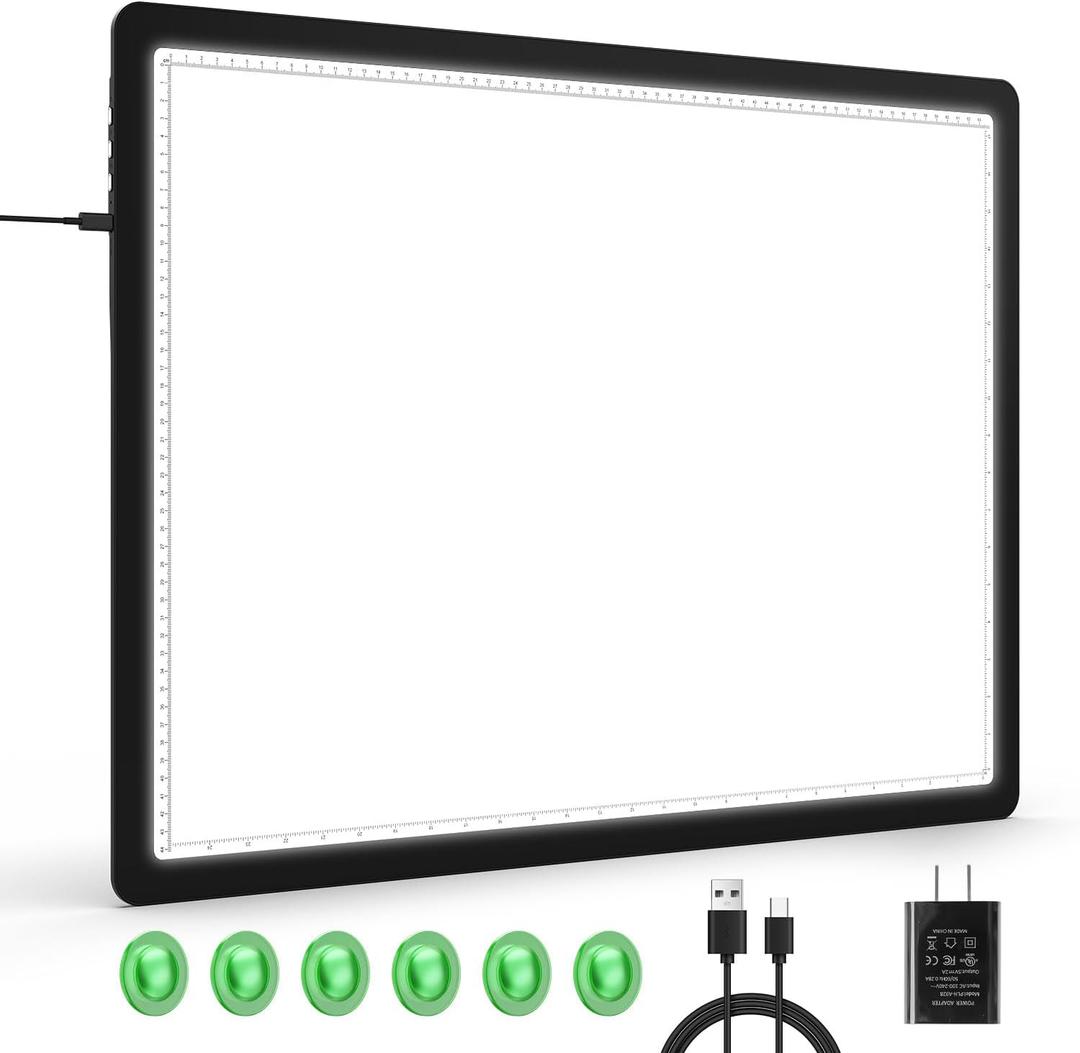 A2 Light Pad (25.2" x 18.4"), Large Magnetic Bright Light Box for tracing,6 Levels Dimming/3 Color,Physical Buttons,Light Board for Diamond Painting,Light Table for Drawing, Sketching