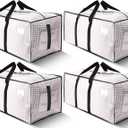 HOMESURE Supports 200lbs Heavy Duty Moving Bags - Strong Zipper & Wrap-Around Handles - Water-Resistant Storage Totes, Durable Alternative to Moving Boxes - 4 Pack - Semi-Transparent