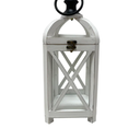 HD Designs Large Metal & Wood Lantern - White