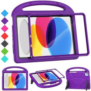 SUPLIK Kids Case for iPad A16 11 inch 2025 (11th Gen) & iPad 10th Generation (10.9" 2022), Durable Shockproof Stand Cover with Screen Protector/Pencil Holder/Handle for Kids, Purple