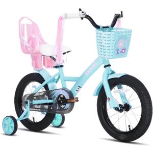 KEANO Zinnia 14 16 20 Inch Kids Bike for Girls Ages 3-10 Years, Girls' Bikes with Training Wheels, Streamers, Basket and Doll Seat, Children Bicycles (Green)