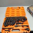 HORUSDY 3/8" Drive Impact Socket Set, 50-Piece Standard SAE (5/16 to 3/4 inch) and Metric (8-22mm) Size, 6 Point, Cr-V, 3/8-Inch Drive Ratchet Handle, Drive Extension Bar, Impact Universal Joint