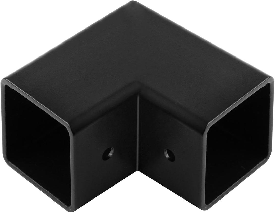 2 PCS 2" Black L Square Tubing Connector, 90 Degree 2 Way Elbow Fitting, Fits Square Tube O.D.: 2"