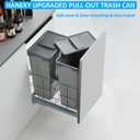 HANKEY Pull Out Trash Can Under Cabinet, Double Pullout Waste Container Recycling Bin, Slide Out Compartment Hidden Trash Bin for Kitchen Garbage Soft Close with Lids& Door Fittings,Total 47Qt