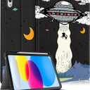 for iPad 10th Generation Case 10.9 Inch, for iPad 11th(A16) 2025 Girls Cute Boys Kids Women Folio Cover with Pencil Holder UFO Cool Design Funny Fun Men Teens Tablet Cases for Apple 10/11