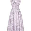 Scarlet Darkness Women's Floral Midi Dress Corset Sundresses 2026 Summer Spring Vacation Milkmaid Dresses Green Purple Floral XXL