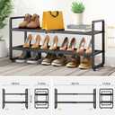 SNTD Shoe Rack - Expandable Shoe Organizer for Closet, Adjustable Metal Shoe Shelf Storage, Stackable Long Shoe Stand Holder for Garage, Entryway, Door Entrance (Black, 2-Tier)