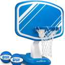 GoSports Splash Hoop Swimming Pool Basketball Game, Includes Poolside Water Basketball Hoop, 2 Balls and Pump Choose Your Style, Blue 