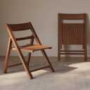 Solid Wood Folding Dining Chairs 2 Pack, Space-Saving, Walnut, 17.17"D x 19.69"W x 25.79"H