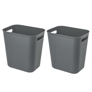 UUJOLY Plastic Small Trash Can Wastebasket, Garbage Container Basket for Bathrooms, Laundry Room, Kitchens, Offices, Kids Rooms, Dorms, 3.5 Gallon, Dark Grey, 2 Pack (3.5 Gallon/2 Pack)
