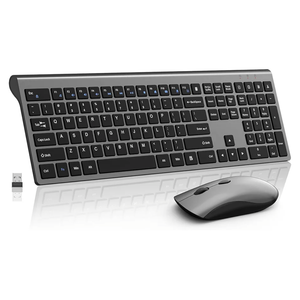 Wireless Mouse and Keyboard Combo, Silent FullSize Computer Keyboard with Calculator Button, 2400 DPI Mouse, Quiet Click, Slim Cordless USB Set for Laptop PC Windows Mac  Space Grey